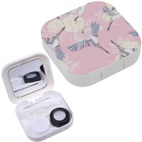 Portable Contact Lens Case Box Travel Kit Mirror + Bottle + Tweezers Container Holder [ Crane ]