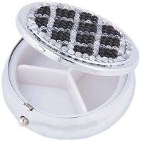 Calabria 3 compartment Pill Box with Crystal Decorations