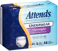 Attends Incontinence Care Underwear for Adults, Overnight, Large, 14 Count