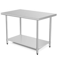 48" x 30" NSF Stainless Steel Table, Heavy Duty Commercial Kitchen Food Prep Table & Work Table, Wheels Installable, Adjustable Shelf, by WATERJOY