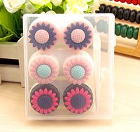 Hehing Cute Sunflower Pattern Contact Lens Box Cosmetic Lens Holder for Outdoor Travel