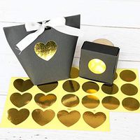 JKJF 20 Sheets Envelope Seals Stickers Label Stickers Gold Foil Heart Shape and Round Stickers for Gift Packaging, Bakery, Crafts, Wedding, Birthday, Holiday Cards, Letters, Creative Arts (240 Pcs)