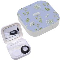 Portable Contact Lens Case Box Travel Kit Mirror + Bottle + Tweezers Container Holder [ Watercolor Floral Wild Flowers ]