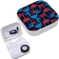 Portable Contact Lens Case Box Travel Kit Mirror + Bottle + Tweezers Container Holder [ Decorative Geometric Birds ]