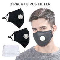 Bangni Reusable Face Mássk with Filters Breather Valve for Adults w/4Replacement Filters,Dustproof 口罩 Windproof PM2.5 Cotton Masque Mouth Protection for Germs Virüs Coronávirùs Flü (black 2PC)