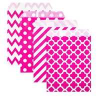 KEYYOOMY 200 Pcs Candy Buffet Bags Small Paper Treat Bags (Magenta/Fuchsia, 5 inch X 7 inch)