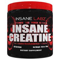 Insane Labz Insane Creatine Monohydrate Powder - Unflavored, Pre Workout, Post Workout, Strength Size Power,11.1 oz 60 Srvgs