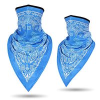 Fenfangxilas Fashion Unisex Mouth Face Cover Fashion Printed Outdoor Cycling Breathable Anti UV Sun Triangle Scarf Face Safety Face for Dust Protection - Lake Blue