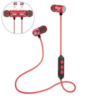 Gotd Wireless Headphones Bluetooth 4.1 Stereo Sports Earbuds Magnetic Headset With Mic (Red)