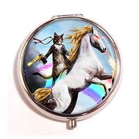 Lovefive Custom Fashion Silver Round Pill Case Drug Organizer Holder Pocket Or Wallet Organizer Case (Funny Cute Cat)