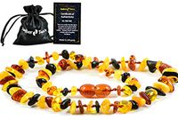 Amber Necklace (Unisex) - Anti inFlammatory, Pain Reduce Properties - Certificated Natural Baltic Amber, Highest Quality. (13 inch.)