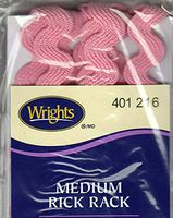 WRIGHTS CANDY PINK (216) MEDIUM RICK RACK - 2 1/2 YARDS (1/2" WIDE) TRIM