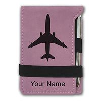 Mini Notepad, Jet Airplane, Personalized Engraving Included (Pink)