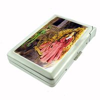 Perfection In Style Metal Cigarette Case with Built in Lighter Vintage Fairy Tale Design 006