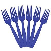 JAM PAPER Big Party Pack of Premium Plastic Forks - Blue - 100 Disposable Forks/Box