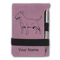 Mini Notepad, Bull Terrier Dog, Personalized Engraving Included (Pink)