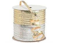 Pack Of 1, Solid Gold and Silver Holographic Deluxe Curling Ribbon 3/16" x 150 yds Made In USA