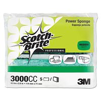 Scotch-Brite 3000CC Power Sponge, Teal, 2 4/5 x 4 1/2, 5/Pack