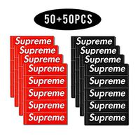 Supreme Sticker 100 PCS Supreme Waterproof and Oil Proof Sticker Decal for Skateboard Laptop Toy car Luggage (Red+Black) (RED+Black)