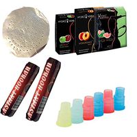 50 Shisha -Hookah Mouth Tips &50 foil Paper, 20 Charcoal Rolls - Choose Your Flavor- Brand are Vary (Peach and Melon)