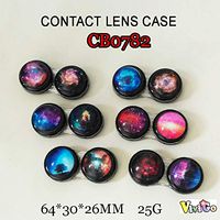 CB0782 Galaxy and Star Deco Crystal Contact Lens case, Travel Box (Mix Color) 6pcs