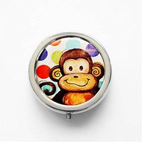 RhyNSky Animal Monkey Mini Portable Pocket Pill Box Case Holder for Purse, 3 Compartments, Silvery, C1448