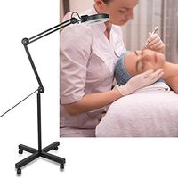 Magnifier Floor Lamp with 4-Wheel Rolling Base,Salon Magnifier Lamp 5X Floor Lamp Rolling Stand Adjustable Magnifying Light Beauty Manicure Tattoo Skincare Equipment