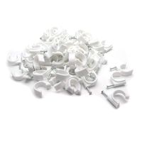 Cyful 20mm/0.78'' Round Cable Wire Clips Cable Management Cord Tie Holder Coaxial Nails Tacks for RG6 RG59 CAT5 CAT6 RJ45,Pack of 100