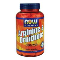 Now Foods Arginine & Ornithine 500/250mg - 250 Caps 2 Pack