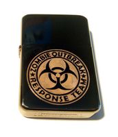 Vector KGM Thunderbird Custom Lighter - Biohazard Toxic Seal Zombie Outbreak Response Team Logo Black Sparkle High Polish Chrome Rare!