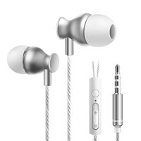 AutumnFall 3.5mm In Ear Stereo Wired Headphone Headset Super Bass Music Metal Earphone Earbuds For iPhone//iPod/iPad/Samsung/Xiaomi/Huawei/Lenovo/MP3 Player/Computers (Silver)