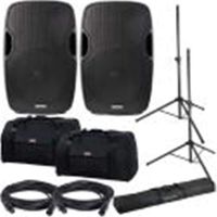 Gemini AS-15BLU 15-Inch Bluetooth Speakers w/Stands & Totes