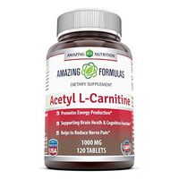 Amazing Nutrition Amazing Formulas Acetyl L-Carnitine For Energy Production, Supports Brain Health & Cognitive Function, Helps Reduce Nerve Pain, (Non-GMO, Gluten Free), 1000 Mg (120 Tablets)