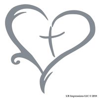 UR Impressions Silv Heart Cross Christian Decal Vinyl Sticker Graphics for Cars Trucks SUV Vans Walls Windows Laptop|Silver|5.5 inch|URI036-S