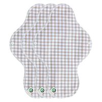 think ECO [Check Pattern 3p] Organic Reusable Cotton Pads, Menstrual Pads, Sanitary Napkins, Check Pattern, 3 Pads. (CP Day Pad Plus)