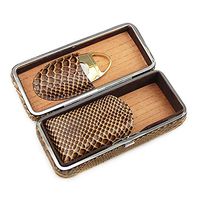 Cigar Humidor Desktop Cigar Box, Can Hold 3 Cigars, Cedar Wood Lined with Leather with Cigar Scissors, Travel Portable Cigarette Box, Thickened Men's Gift Box Wood Lined