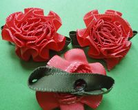 48pc Cabbage Rose W/leaf Flower Appliques/craft-6colors -(Pick Color) (Deep pink)