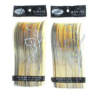 LIL 48 ct Polished Gold Knives Lillian Cutlery Heavy Weight Plastic Party Utensils