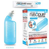 Dr. Hana’s Nasopure The “Nicer Neti Pot” | System Kit | 8 Ounce Bottle with 20 Buffered Salt Packets | Allergy and Congestion Relief Nasal Wash