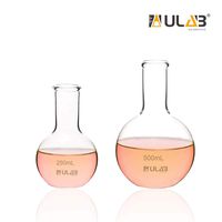 ULAB Boiling Flask of Flat Bottom Set, 2 Sizes 250ml 500ml, Borosilicate 3.3 Glass Material, UBF1007
