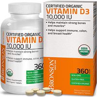 High Potency Vitamin D3 10,000 IU for Immune Support, Healthy Muscle Function & Bone Health, USDA Certified Organic Non-GMO Gluten Free Vitamin D Supplement, 360 Tablets