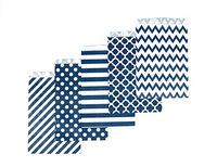 200 Counts Large Biodegradable, Food Safe Ink & Paper, Assorted Design Cookie Bag, Eco-Friendly Favor Bag, Treat Bag for Party (Large, Navy)