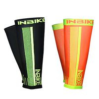 INBIKE Calf Compression Sleeve Leg Sleeve Stretch Leg Knee Sleeve Sports Help Calf Pain Relief,Leg Compression Sleeve for Men & Women-Great for Running Cycling Outdoors Workout(Ora-Green&Black-Green)
