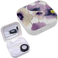 Portable Contact Lens Case Box Travel Kit Mirror + Bottle + Tweezers Container Holder [ Poppieswatercolor ]