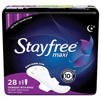 Stayfree Maxi Pads, Overnight with Wings, 28 Count