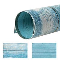 Selens 22x35.4 Inch (56x90cm) 2 in 1 Seamless Blue Wood Background Wooden Wall Photo Texture Photo Backdrop Paper for Picture Photography Props, Double Sided Pattern