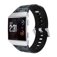 U-horn Grey Camo Floral Bands Compatible with Fitbit Ionic,Silicone Sports Straps Printed Pattern Wristband for Fitbit Ionic for Women/Men