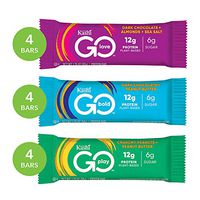 Kashi GO Variety Pack Protein Bars - Dark Chocolate Almond Sea Salt, Crunchy Peanut Butter, Dark Chocolate Peanut Butter, Vegan, Non-GMO Project Verified, Box of 12
