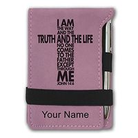 Mini Notepad, Bible Verse John 14:6, Personalized Engraving Included (Pink)