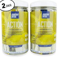 Amino VITAL Action – Fermented Vegan BCAAs Amino Acid Powder + Electrolytes in Single Serve Packets | Keto Friendly Supplement with Glutamine & Arginine |Lemon | 2 Canister Bundle